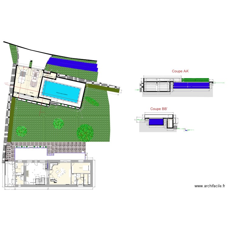Plan piscine coque . Plan de 37 pièces et 198 m2