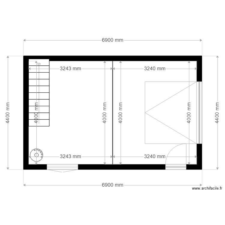 GARAGE21. Plan de 2 pièces et 26 m2