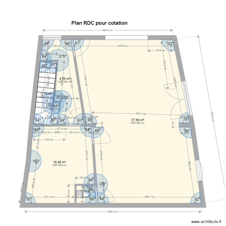 PAMIERS3 RDC pour cotation2. Plan de 5 pièces et 57 m2