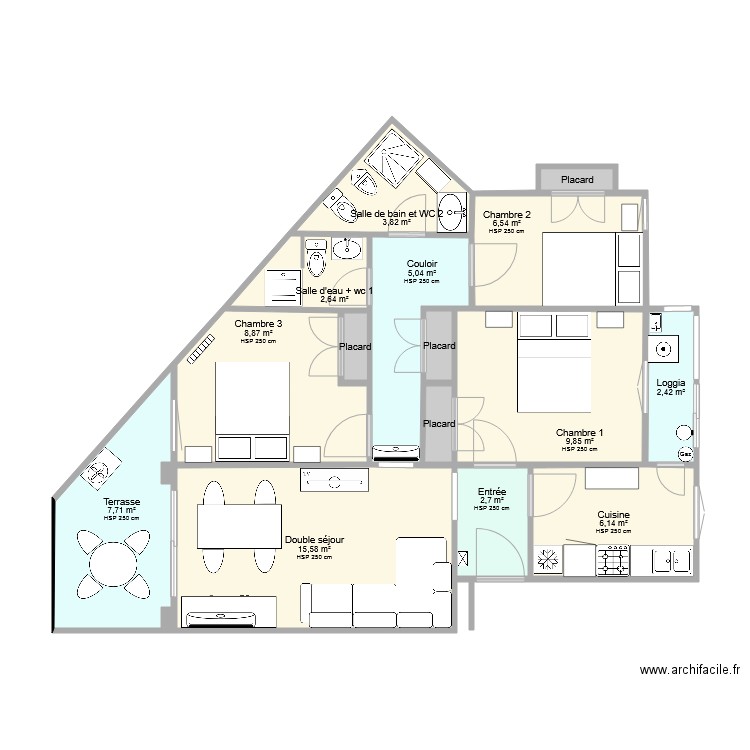 EMPORDA C1A 220211. Plan de 15 pièces et 74 m2