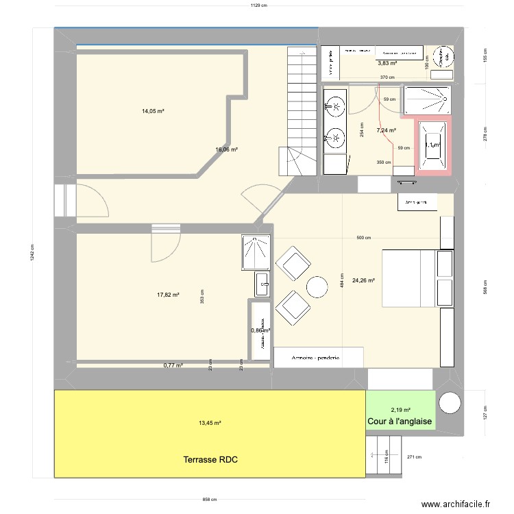 Appart Gavelière RDJ 22 mai. Plan de 0 pièce et 0 m2