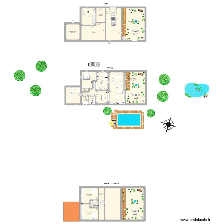 Cazes-Mondenard V2. Plan de 22 pièces et 826 m2