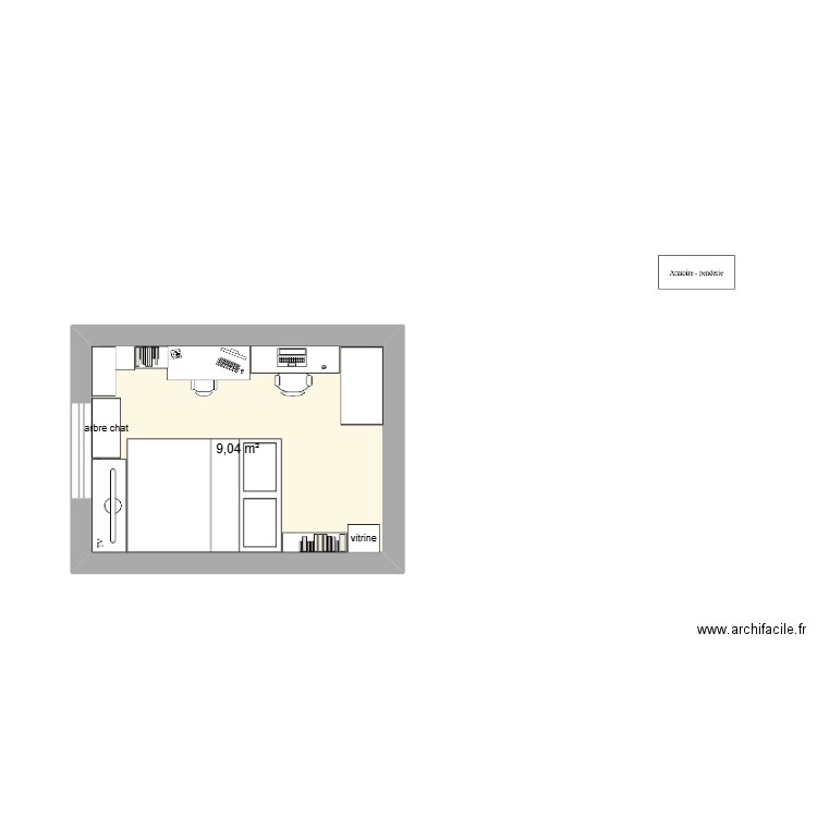 jardin maison. Plan de 1 pièce et 9 m2