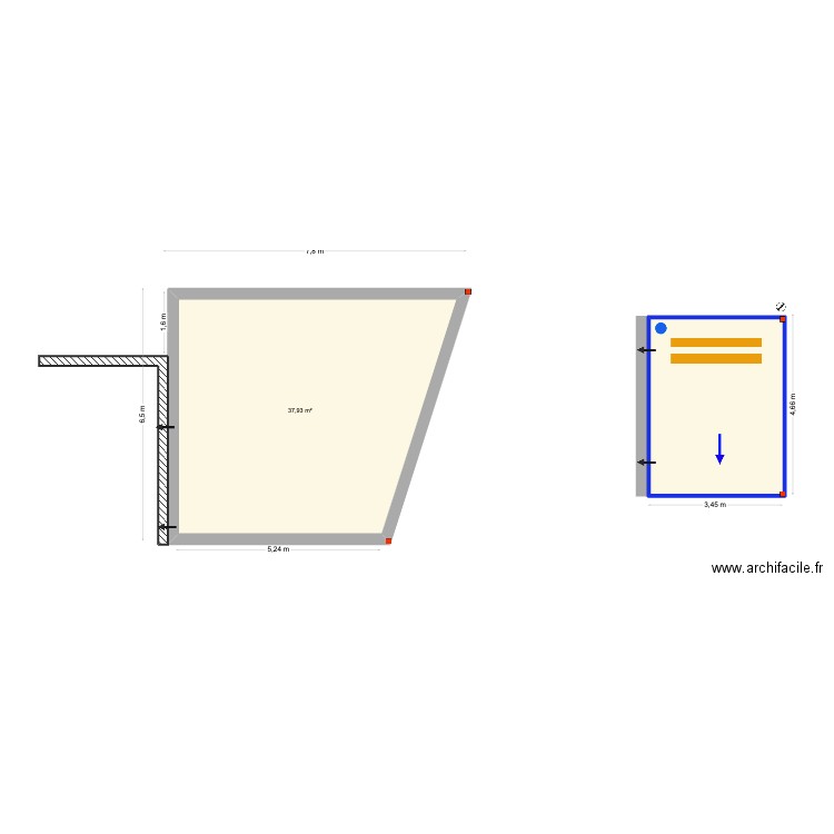Sintra. Plan de 2 pièces et 54 m2
