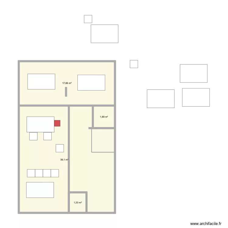 PREMIER PLAN. Plan de 4 pièces et 60 m²