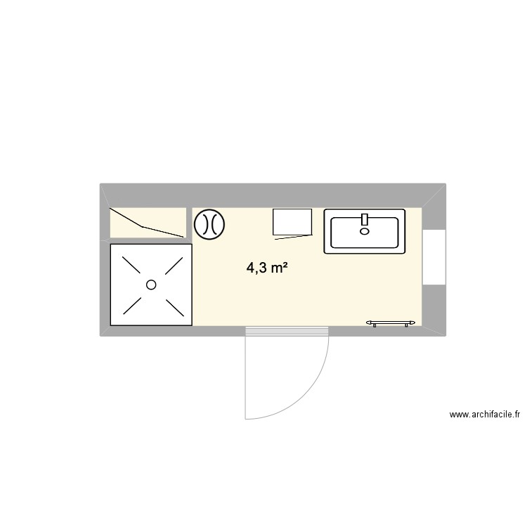 salle de bain chambre à coucher. Plan de 1 pièce et 4 m2