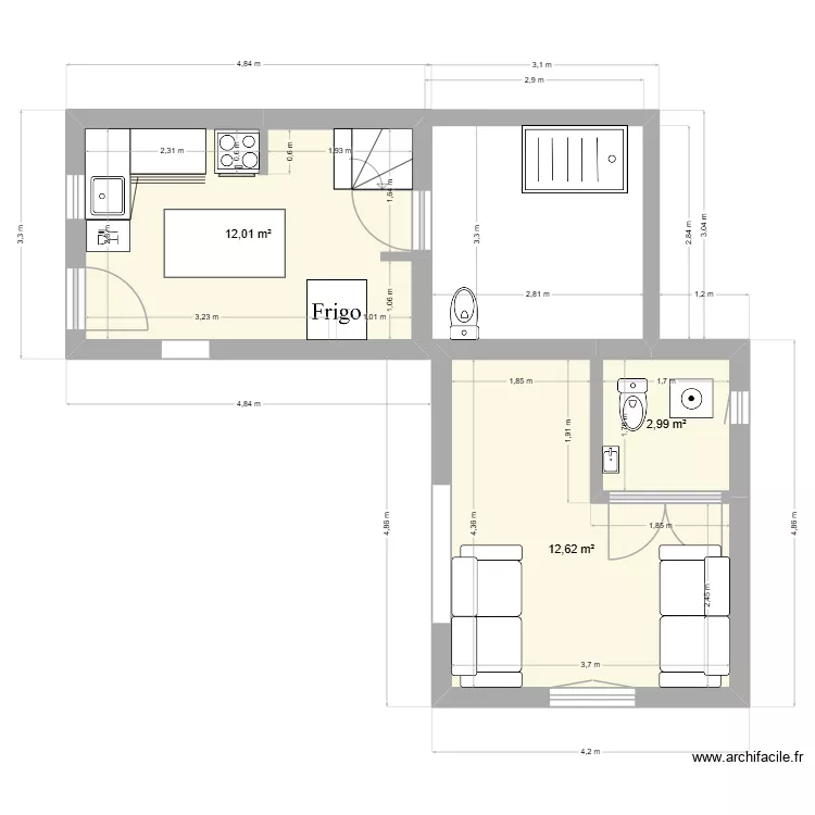 cuisine st mitre. Plan de 3  et 28 m²