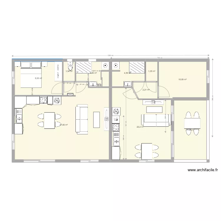 Variante avec terrasse. Plan de 
