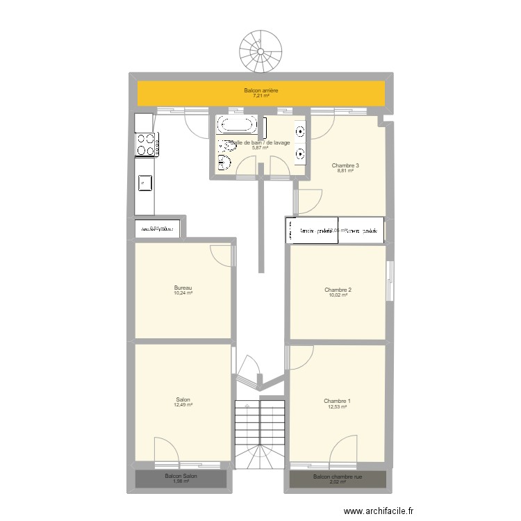 Quentin 36 eme avenbue. Plan de 11 pièces et 74 m2