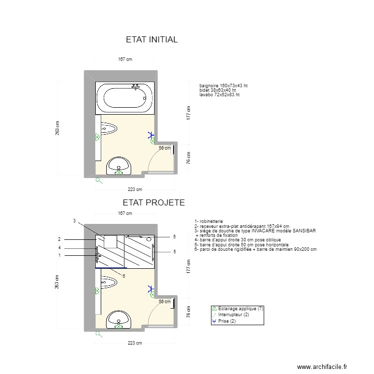 GERFFROY. Plan de 2 pièces et 10 m2