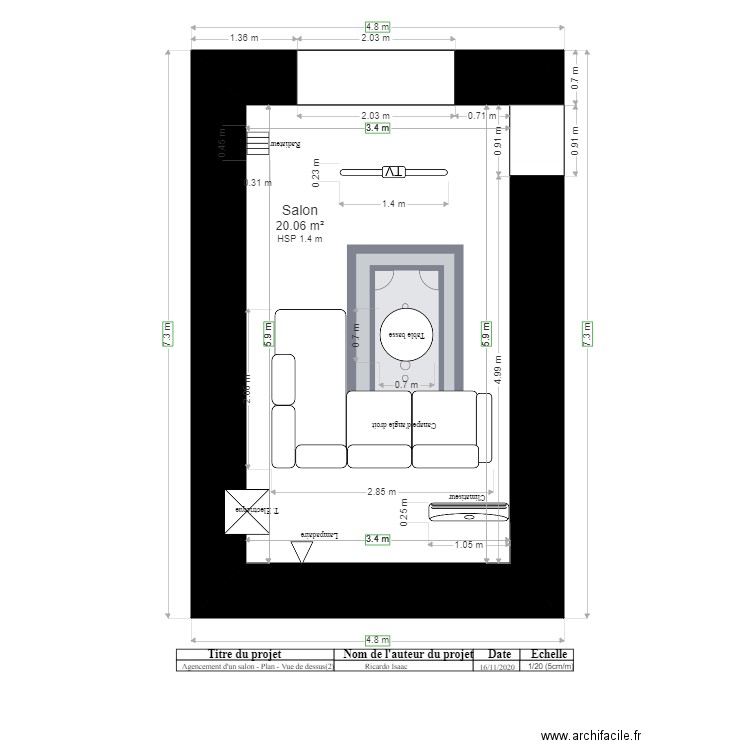 Agencement salon plan vue de dessus  Proposition 2 modifier. Plan de 0 pièce et 0 m2