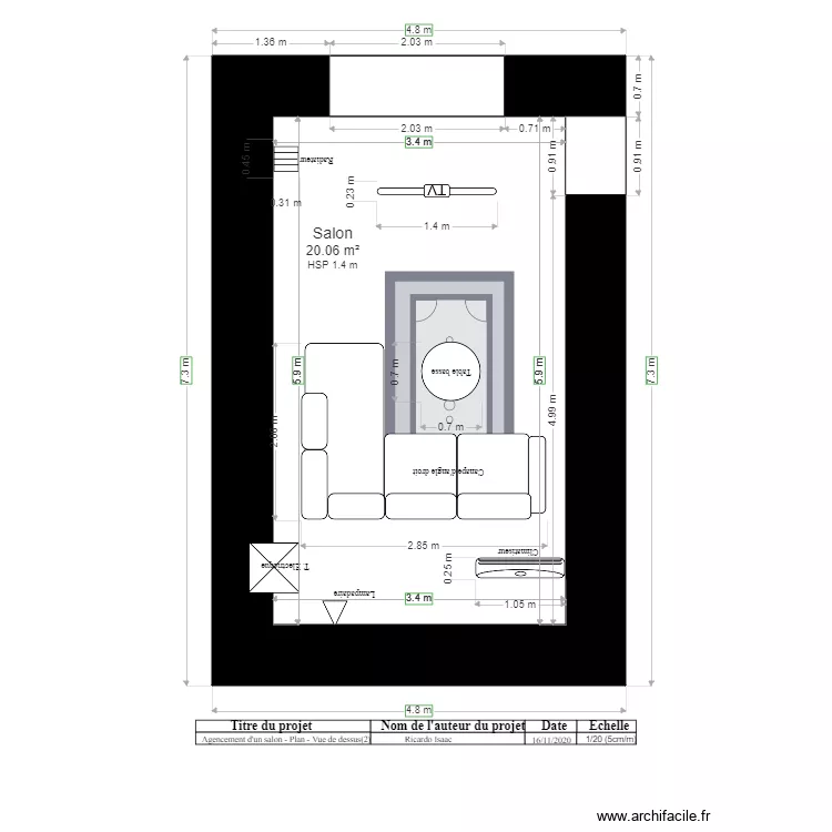 Agencement salon plan vue de dessus  Proposition 2 modifier. Plan de 