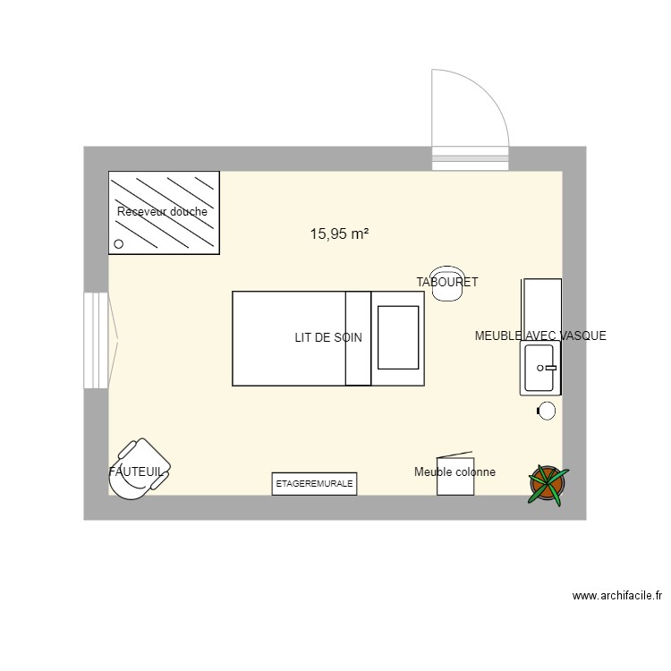 cabine cadre. Plan de 1 pièce et 16 m2