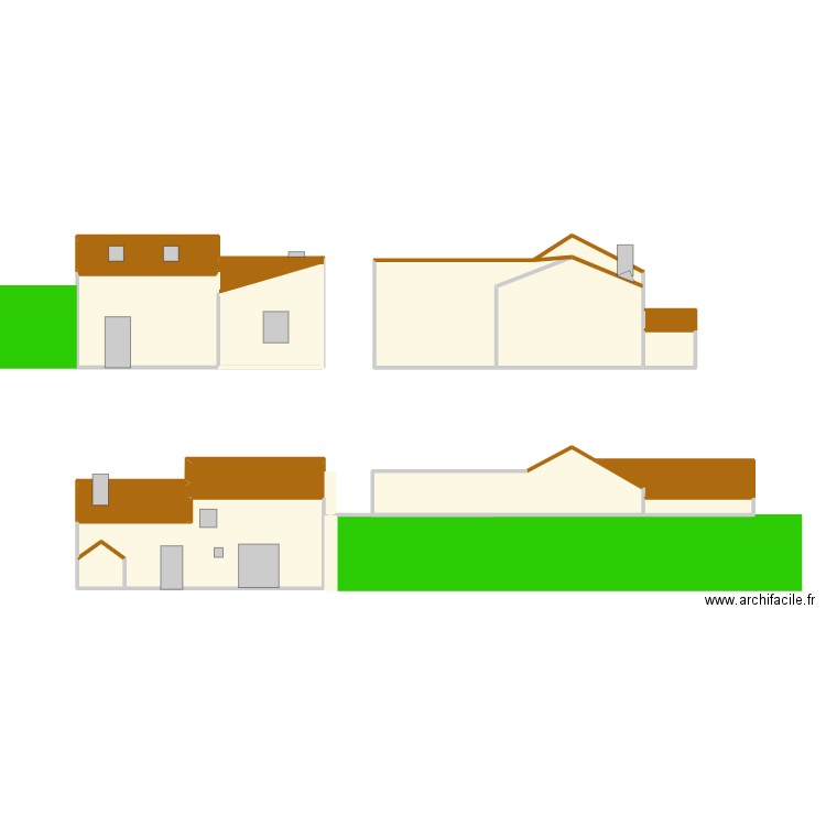 PLANS FACADE GRANGE. Plan de 15 pièces et 160 m2