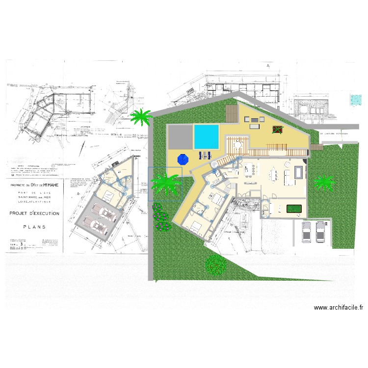 projet terrasse v5 avec agrandissement. Plan de 0 pièce et 0 m2