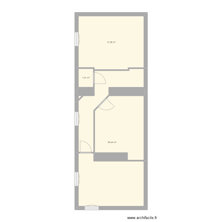 Drevet. Plan de 3 pièces et 58 m2
