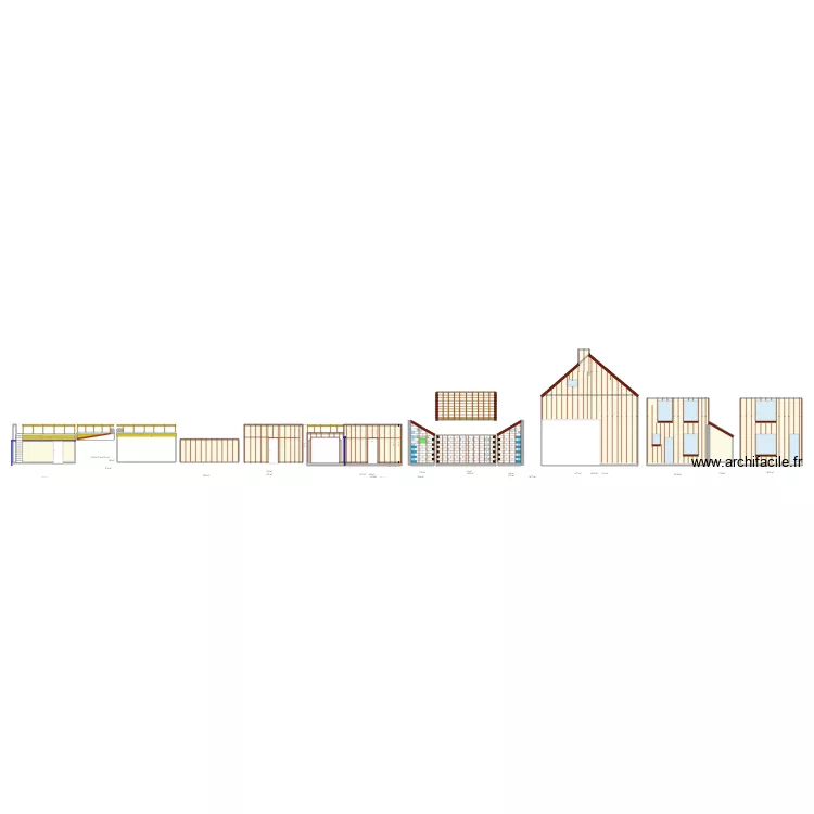 Cuisine et garage cour ossature. Plan de 