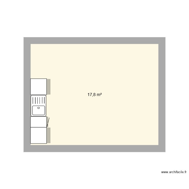 cuisine logement2. Plan de 1 pièce et 18 m2