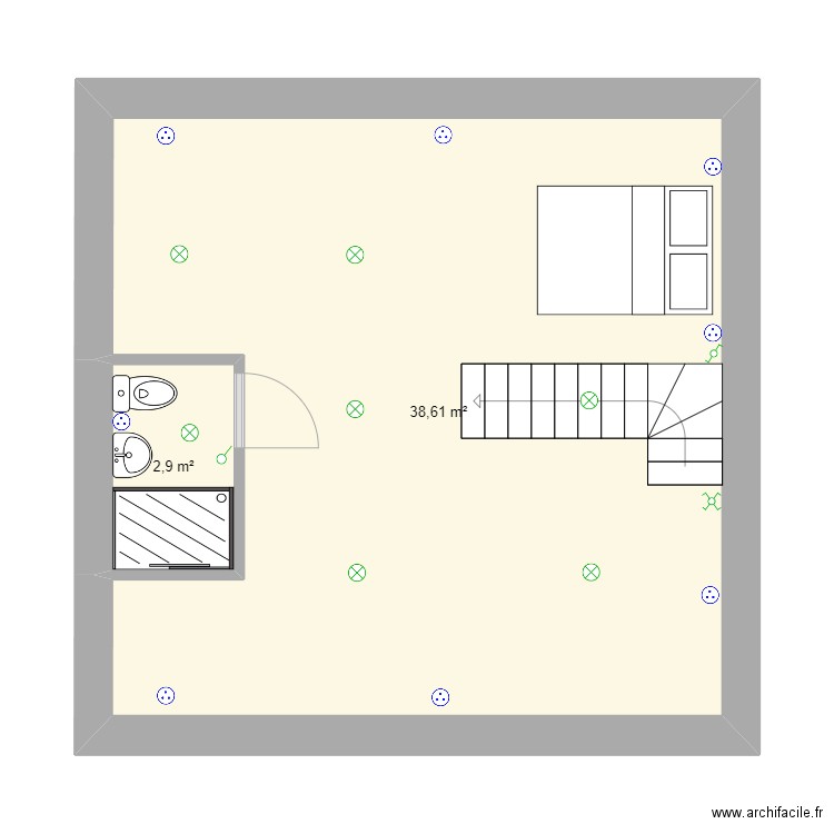 Mesloud grenier. Plan de 2 pièces et 42 m2