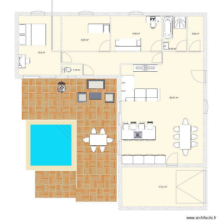 maison plan L 3. Plan de 0 pièce et 0 m2