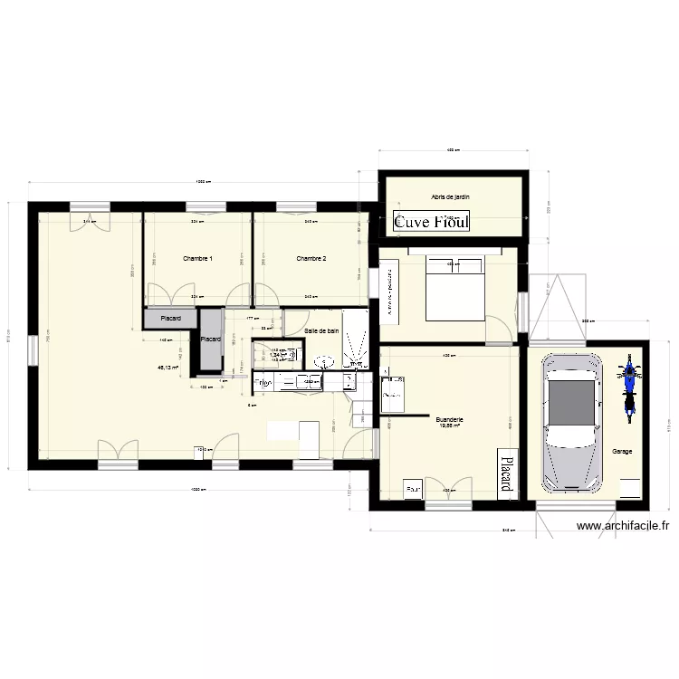 Maison meubles qui restent. Plan de 