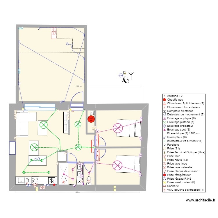 Fabrègues T3 v3. Plan de 7 pièces et 93 m2