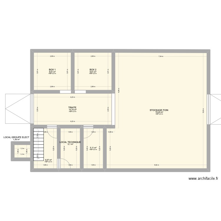 HANGAR RDC. Plan de 8 pièces et 121 m2