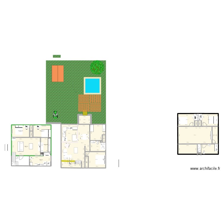 ss . Plan de 23 pièces et 214 m2