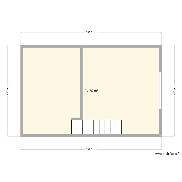 chambre este. Plan de 1 pièce et 25 m2