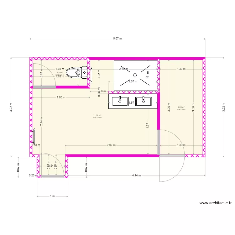 salle de bains version 5. Plan de 