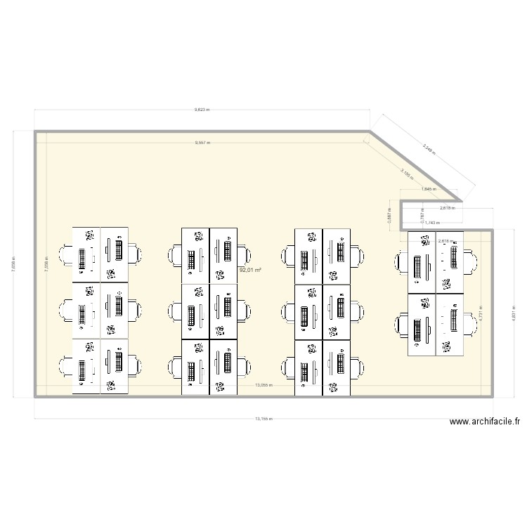 Plant V (open space). Plan de 1 pièce et 92 m2