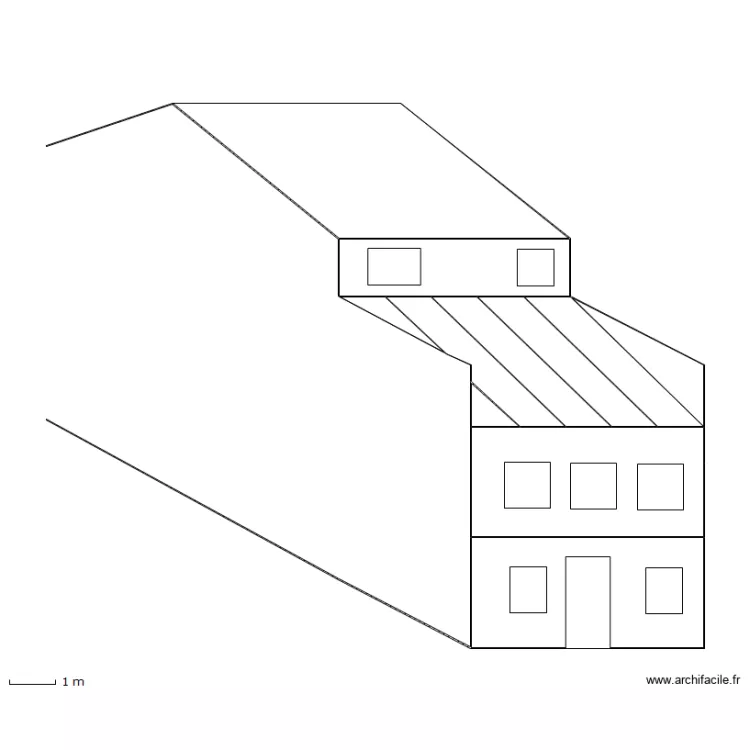 facade arriere 3D. Plan de facade arriere 3D. Plan de