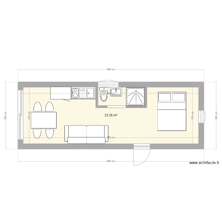 Simiane Sudio  2. Plan de 1 pièce et 23 m2