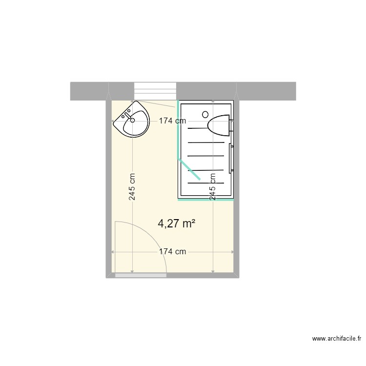 MOLLIN. Plan de 1 pièce et 4 m2