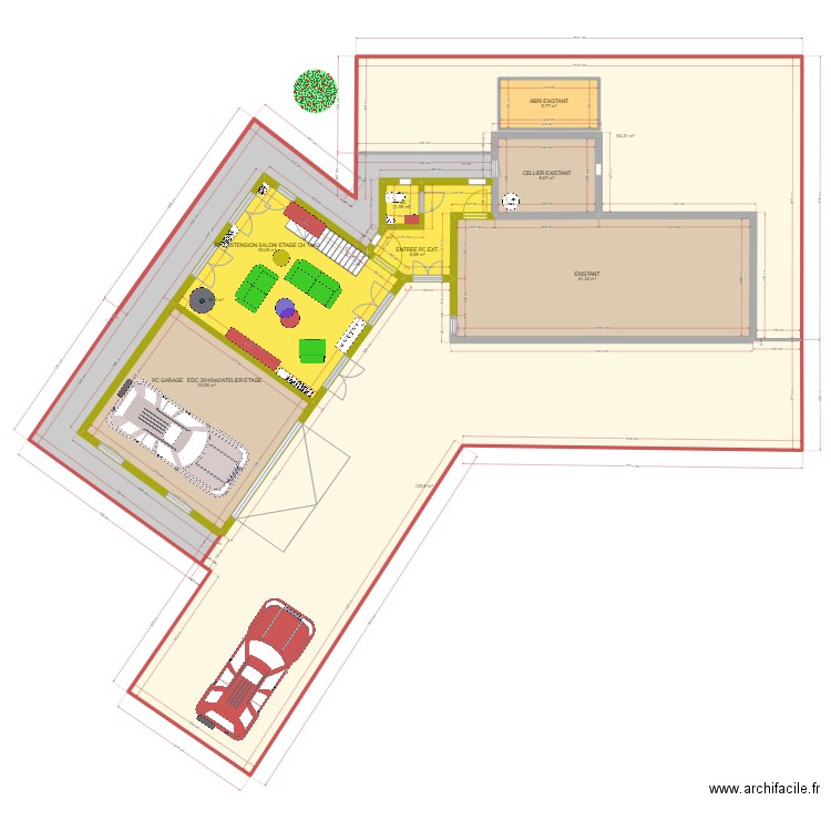 PLAN ECO AVEC CH ET ATELIER AUX ETAGES. Plan de 10 pièces et 350 m2