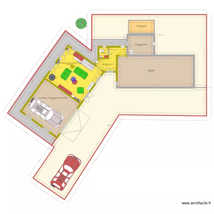 PLAN ECO AVEC CH ET ATELIER AUX ETAGES. Plan de 