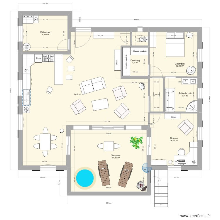 BERNADETTE 4. Plan de 9 pièces et 143 m2