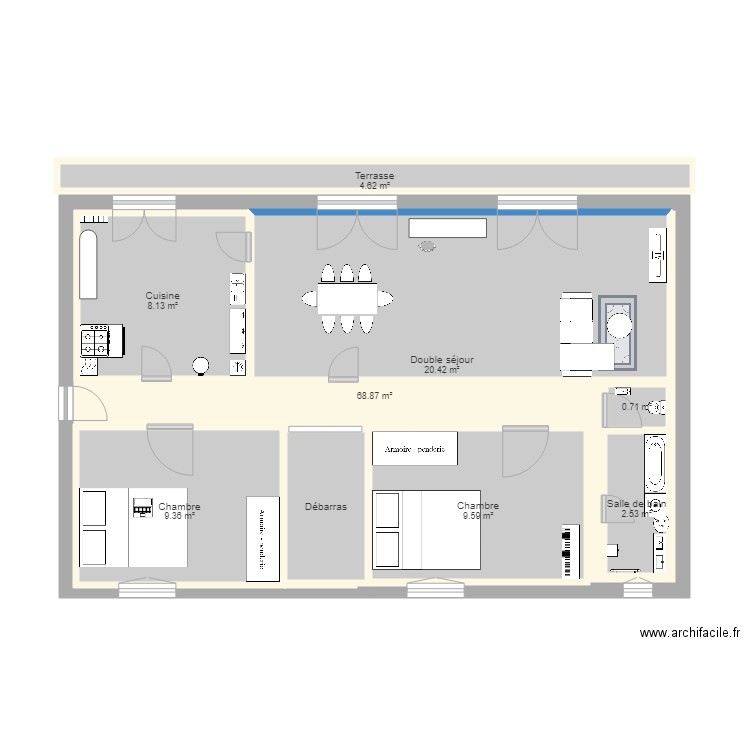 appartement f3. Plan de 0 pièce et 0 m2