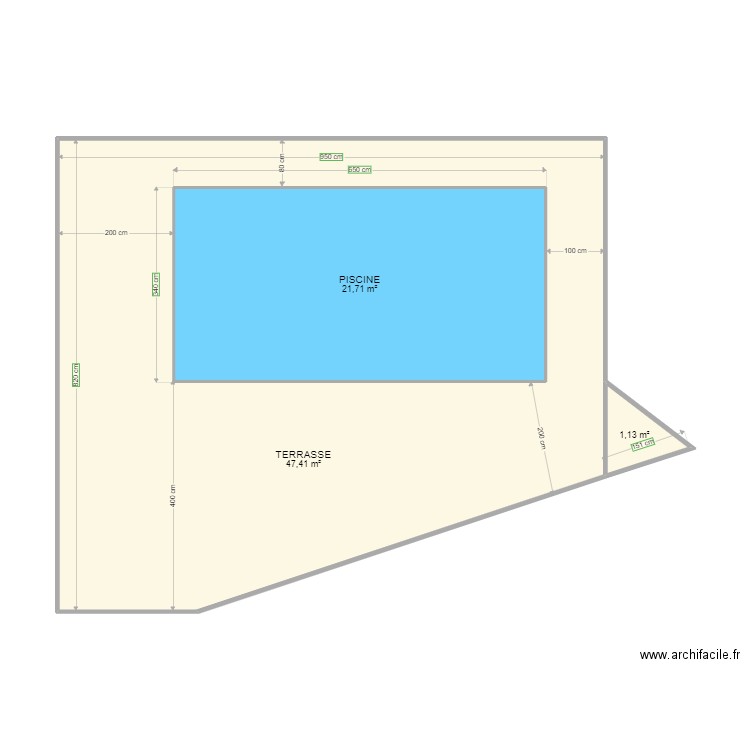 PHILIPPE PISCINE. Plan de 3 pièces et 92 m2