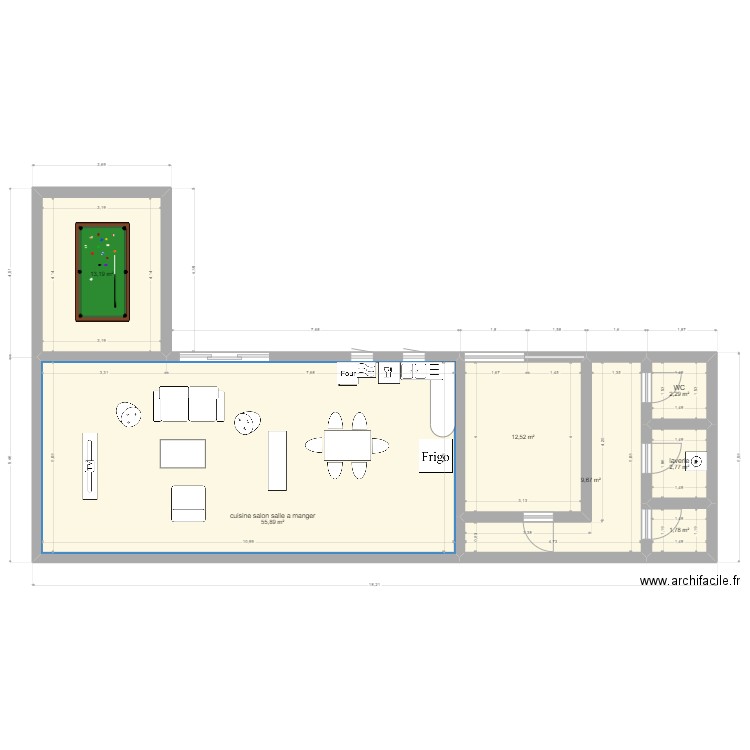 cauelle. Plan de 7 pièces et 98 m2