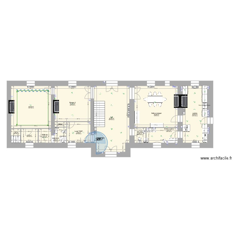 rdc david . Plan de 13 pièces et 148 m2