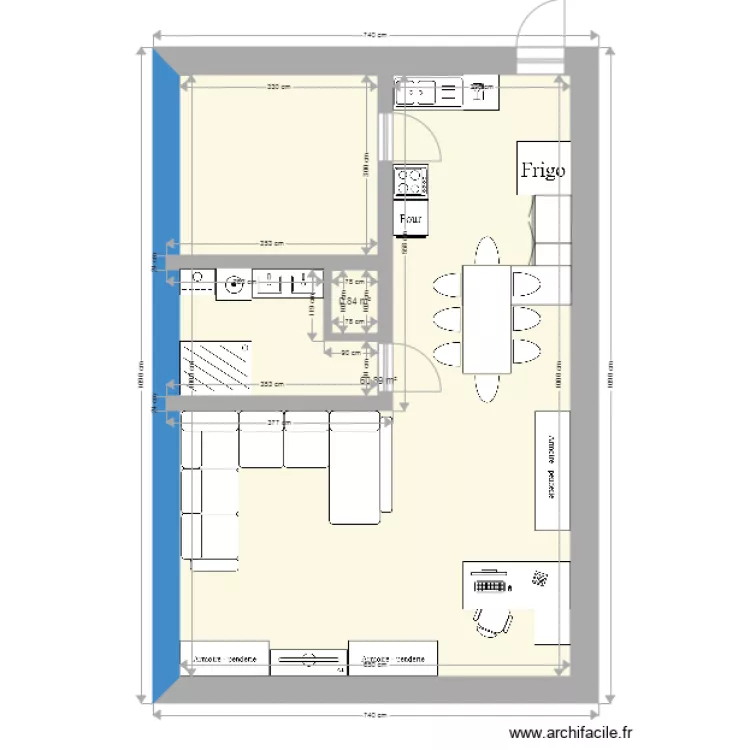 65m2. Plan de 