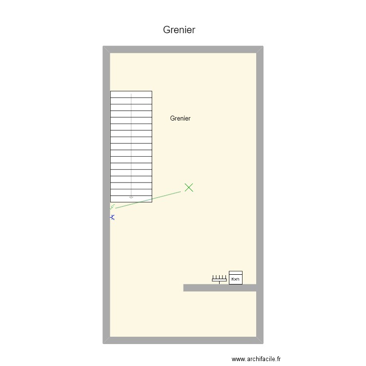 Flion Grenier. Plan de 1 pièce et 64 m2