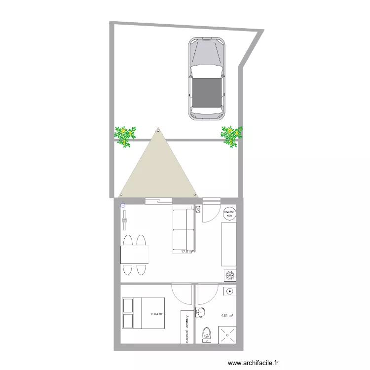 Extension studio. Plan de 