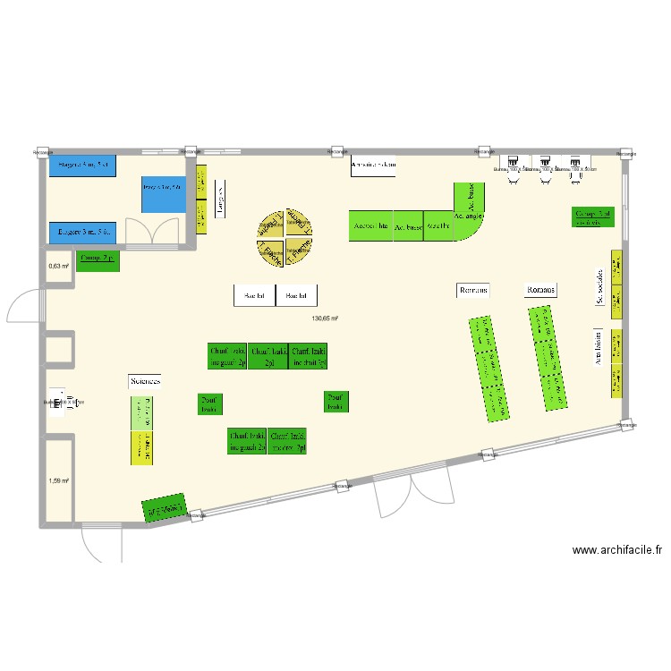 CDI. Plan de 3 pièces et 133 m2