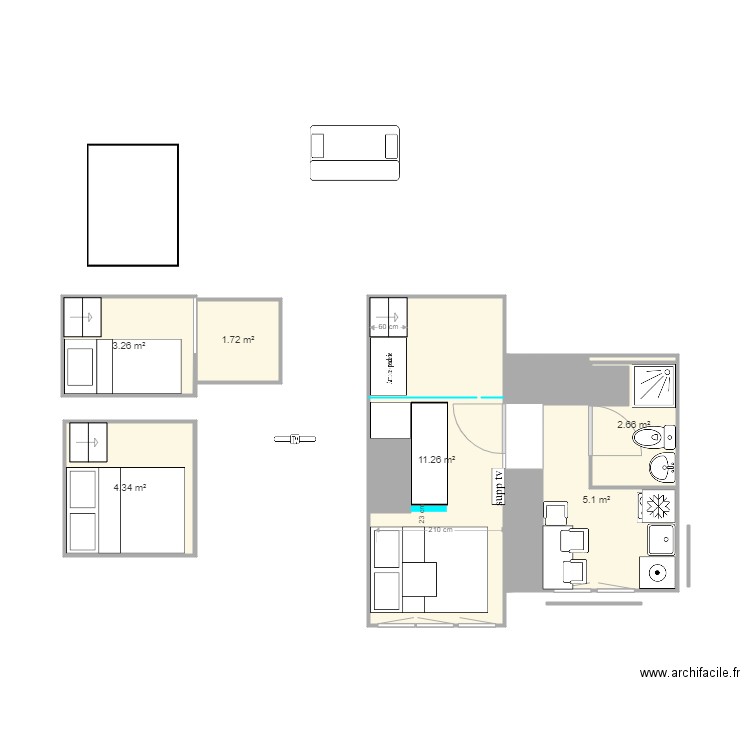 studio ferrandiere v5. Plan de 0 pièce et 0 m2