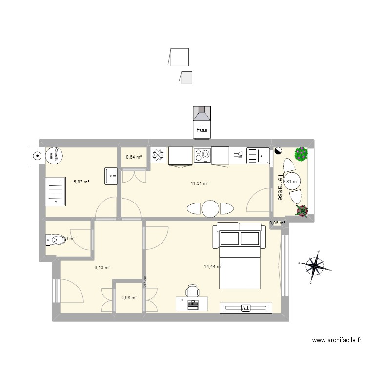 T1 ST JEAN TERRASSE v3. Plan de 0 pièce et 0 m2