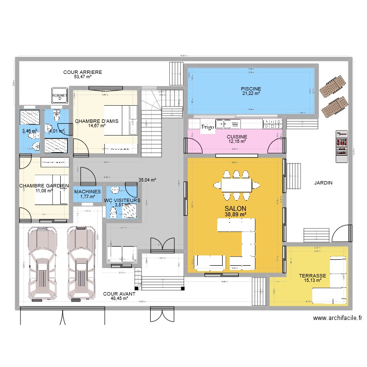 sendou aout 2023. Plan de 29 pièces et 538 m2