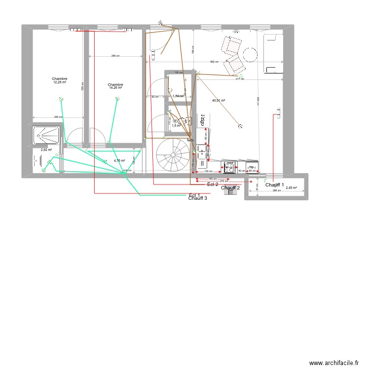 Log 02 NF elec. Plan de 17 pièces et 163 m2