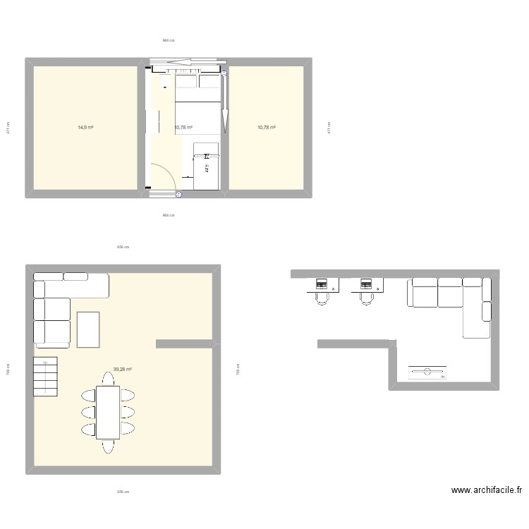 savoises. Plan de 4 pièces et 76 m2
